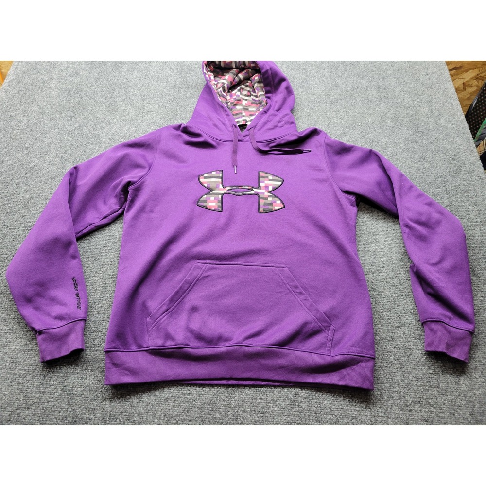 Under Armour Womens Purple Big Logo Hoodie Pixel Pattern Pullover MD FW11122164